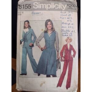 Vintage Simplicity Pattern 8155 Juniors' &‎ Misses' Pants, Skirt, etc. (1977)